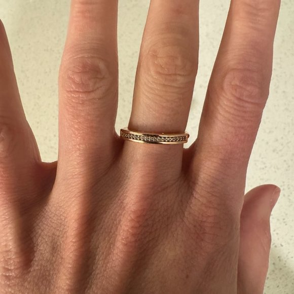 Pandora Signature I-D Pavé Ring ROSE GOLD Plated (Sz. 7.5) - Picture 7 of 10